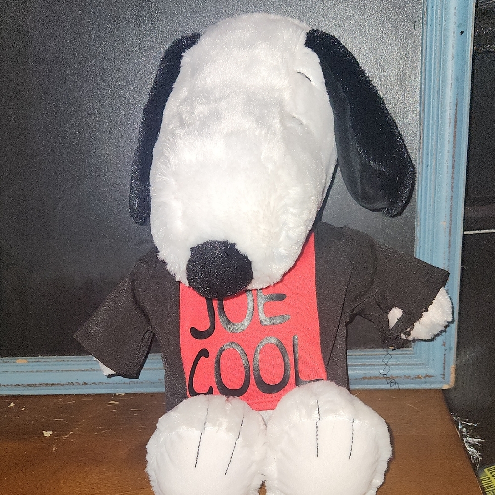 Peanuts Joe Cool Snoopy Plush Dog Red Shirt Sweater Stuffed Animal Toy
